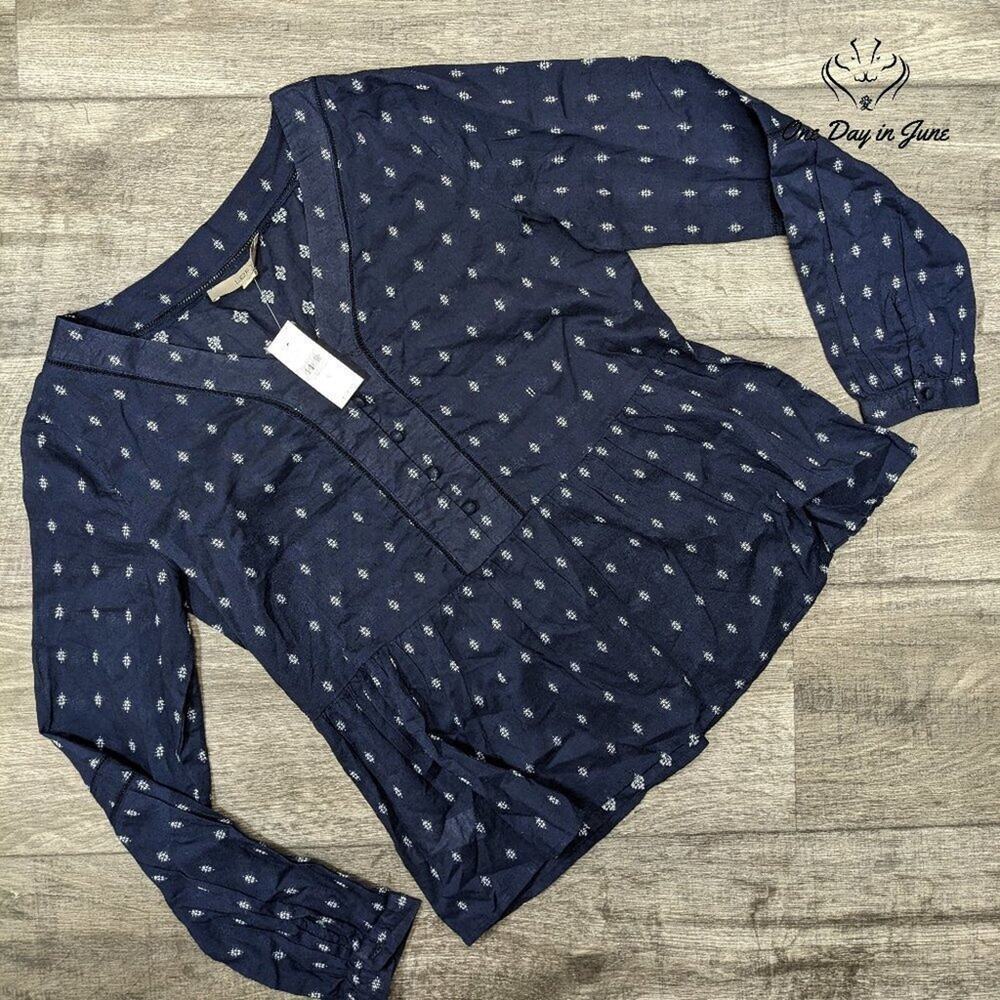 Loft Long Sleeve Cotton Blouse Size S